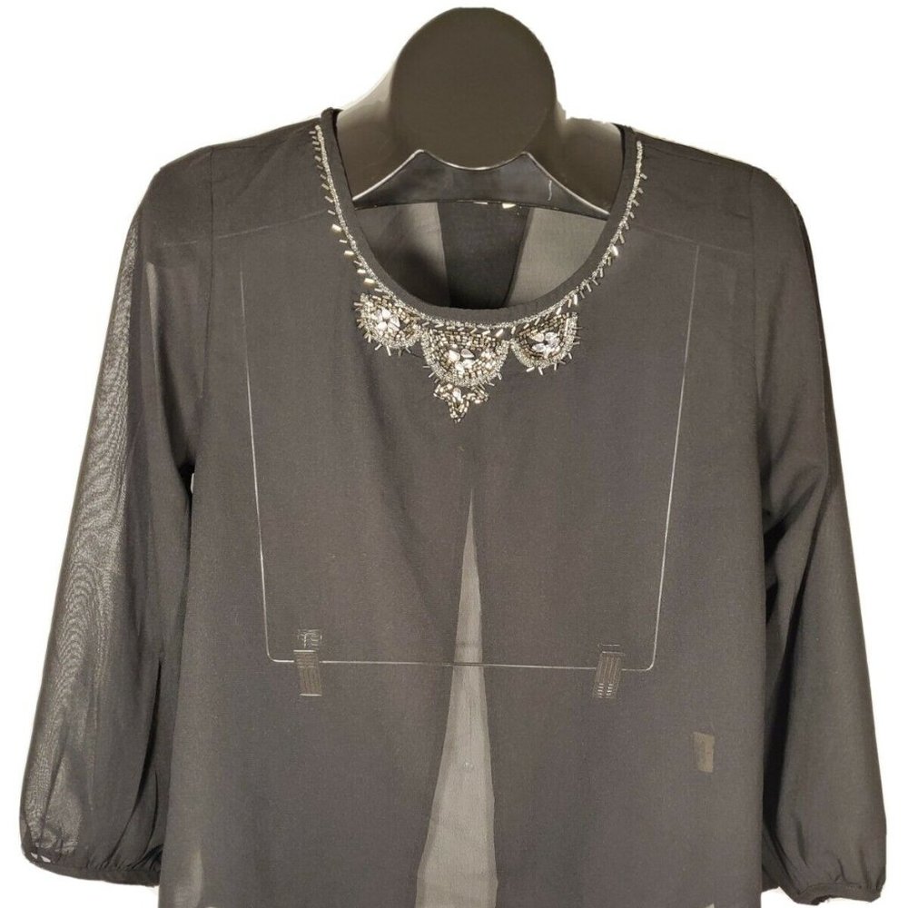 Live 4 Truth Women's Sheer Black Blouse Size Large